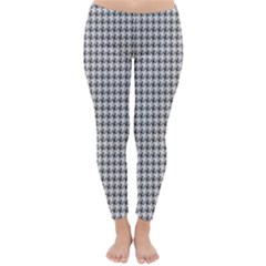 Luv Machine Robot Houndstooth Pattern (grey) Classic Winter Leggings by emilyzragz