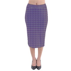 Luv Machine Robot Houndstooth Pattern (purple) Velvet Midi Pencil Skirt by emilyzragz