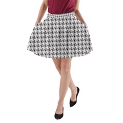 Luv Machine Robot Houndstooth Pattern (grey) A-line Pocket Skirt by emilyzragz