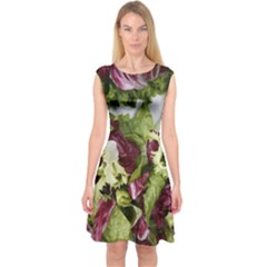 Salad Lettuce Vegetable Capsleeve Midi Dress by Sapixe