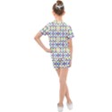Retro Blue Yellow Brown Teal Dot Pattern Kids  Mesh Tee and Shorts Set View2