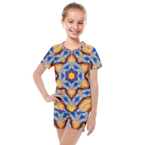 Pattern Abstract Background Art Kids  Mesh Tee And Shorts Set by Sapixe