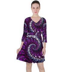 Fractal Background Swirl Art Skull Ruffle Dress by Sapixe