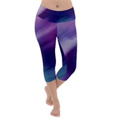 Purple Background Art Abstract Watercolor Lightweight Velour Capri Yoga Leggings by Sapixe