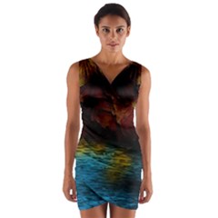 Background Cave Art Abstract Wrap Front Bodycon Dress by Sapixe