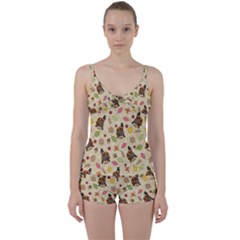 Thanksgiving Turkey Pattern Tie Front Two Piece Tankini by Valentinaart