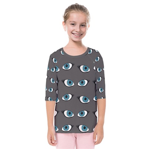 Blue Eyes Pattern Kids  Quarter Sleeve Raglan Tee by Valentinaart