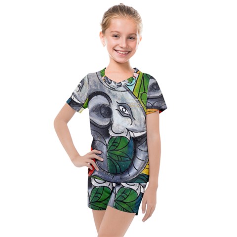 Graffiti The Art Of Spray Mural Kids  Mesh Tee And Shorts Set by Sapixe