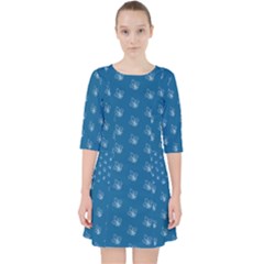 Quebec French Royal Fleur De Lys Elegant Pattern Blue Blue Quebec Fleur De Lys Pattern Blue Pocket Dress by Quebec