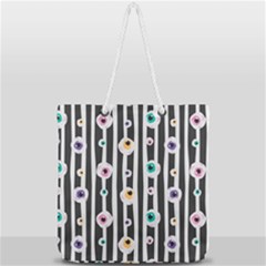 Pattern Eyeball Black And White Naive Stripes Gothic Halloween Full Print Rope Handle Tote (large) by genx
