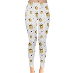 Doge Much Thug Wow Pattern Funny Kekistan Meme Dog White Leggings  by snek