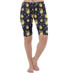 Doge Much Thug Wow Pattern Funny Kekistan Meme Dog Black Background Cropped Leggings  by snek