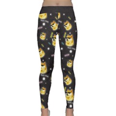 Doge Much Thug Wow Pattern Funny Kekistan Meme Dog Black Background Classic Yoga Leggings by snek