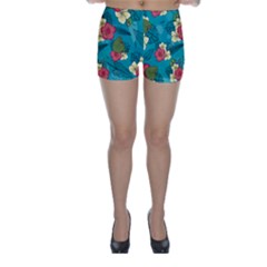 Apu Apustaja And Groyper Pepe The Frog Frens Hawaiian Shirt With Red Hibiscus On Green Background From Kekistan Skinny Shorts by snek