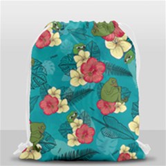 Apu Apustaja And Groyper Pepe The Frog Frens Hawaiian Shirt With Red Hibiscus On Green Background From Kekistan Drawstring Bag (small) by snek