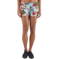Apu Apustaja And Groyper Pepe The Frog Frens Hawaiian Shirt With Red Hibiscus On White Background From Kekistan Yoga Shorts by snek