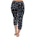 Funny Cat Pattern organic style minimalist on black background Capri Winter Leggings  View4