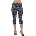 Funny Cat Pattern organic style minimalist on black background Lightweight Velour Capri Leggings  View1