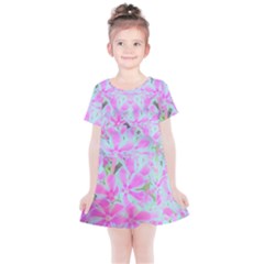 Hot Pink And White Peppermint Twist Flower Petals Kids  Simple Cotton Dress by myrubiogarden