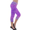 Hot Pink And Purple Abstract Branch Pattern Lightweight Velour Capri Leggings  View4