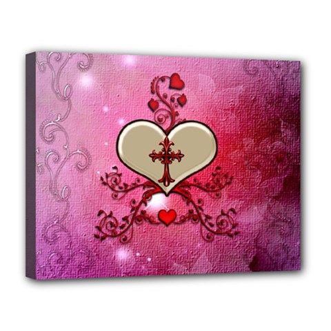 Wonderful Hearts With Floral Elements Canvas 14  X 11  (stretched) by FantasyWorld7
