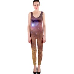 Cosmic Astronomy Sky With Stars Orange Brown And Yellow One Piece Catsuit by genx