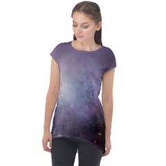 Orion Nebula Pastel Violet Purple Turquoise Blue Star Formation Cap Sleeve High Low Top by genx
