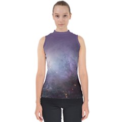 Orion Nebula Pastel Violet Purple Turquoise Blue Star Formation Mock Neck Shell Top by genx
