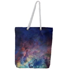 Lagoon Nebula Interstellar Cloud Pastel Pink, Turquoise And Yellow Stars Full Print Rope Handle Tote (large) by genx