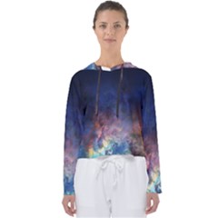 Lagoon Nebula Interstellar Cloud Pastel Pink, Turquoise And Yellow Stars Women s Slouchy Sweat by genx