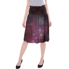 Christmas Tree Cluster Red Stars Nebula Constellation Astronomy Midi Beach Skirt by genx