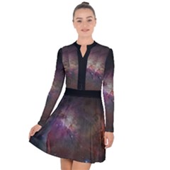 Orion Nebula Star Formation Orange Pink Brown Pastel Constellation Astronomy Long Sleeve Panel Dress by genx