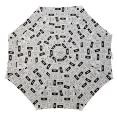 Tape Cassette 80s Retro Genx Pattern Black And White Straight Umbrellas by genx