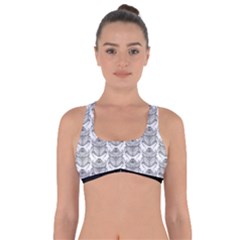 Scarab Pattern Egyptian Mythology Black And White Got No Strings Sports Bra by genx