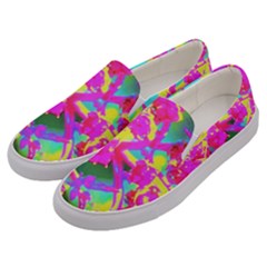 Psychedelic Succulent Sedum Turquoise And Yellow Men s Canvas Slip Ons by myrubiogarden