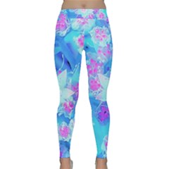Blue And Hot Pink Succulent Underwater Sedum Classic Yoga Leggings by myrubiogarden
