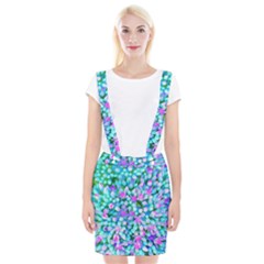 Blue And Hot Pink Succulent Sedum Flowers Detail Braces Suspender Skirt by myrubiogarden