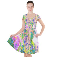Abstract Oriental Lilies In My Rubio Garden Cap Sleeve Midi Dress by myrubiogarden