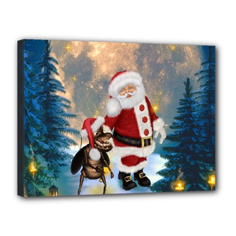 Merry Christmas, Santa Claus With Funny Cockroach In The Night Canvas 16  X 12  (stretched) by FantasyWorld7