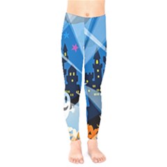 Halloween Ghosts Haunted House Kids  Legging by Wegoenart