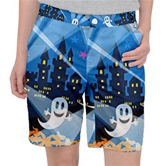 Halloween Ghosts Haunted House Pocket Shorts by Wegoenart