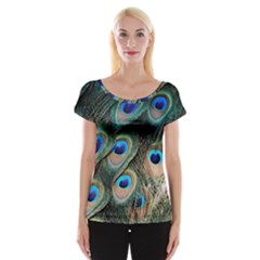 Peacock Feathers Bird Colorful Cap Sleeve Top by Wegoenart