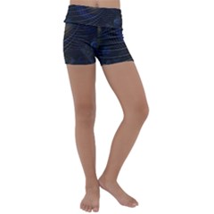 Background Fractal Peacock Pipe Kids  Lightweight Velour Yoga Shorts by Wegoenart