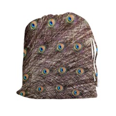 Peacock Feathers Wheel Plumage Drawstring Pouch (xxl) by Wegoenart