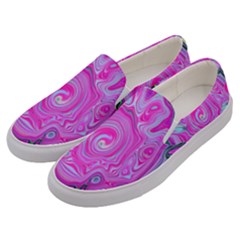 Groovy Pink, Blue And Green Abstract Liquid Art Men s Canvas Slip Ons by myrubiogarden