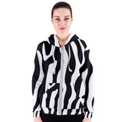 Zebra Horse Pattern Black And White Women s Zipper Hoodie by picsaspassion
