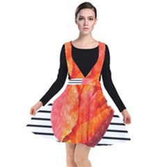 Red Tulip And Black Stripes Plunge Pinafore Dress by picsaspassion