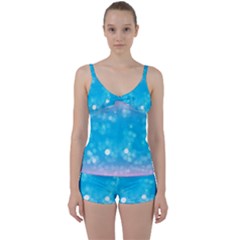 Background Abstract Christmas Snow Tie Front Two Piece Tankini by Wegoenart