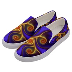 Fractal Neon Blue Bright Fantasy Men s Canvas Slip Ons by Wegoenart