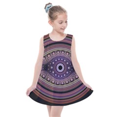 Fractal Pink Eye Fantasy Pattern Kids  Summer Dress by Wegoenart